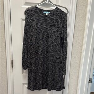 Black and Gray Long Sleeve Sweater Dress